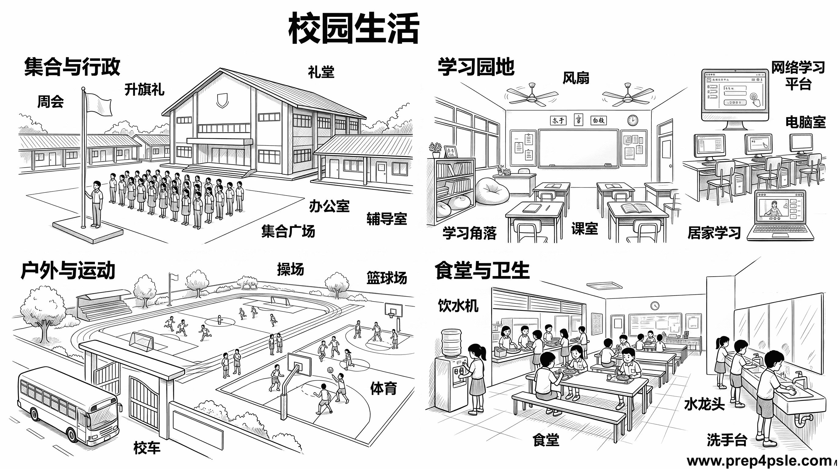 学校里 PSLE 口试词汇图